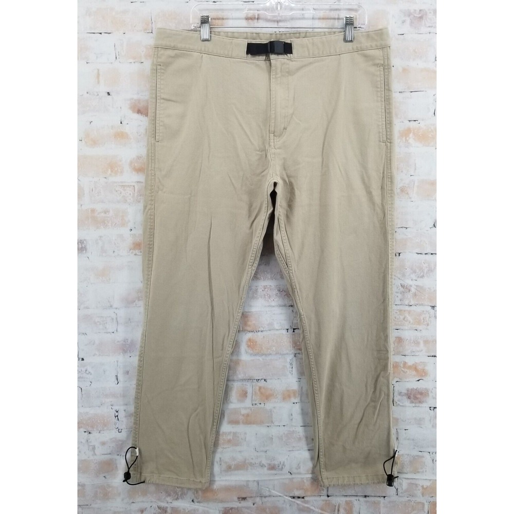 Beardedgoat Belted Khaki Activewear Hiking Pants Drawstring Leg Brown Mens Large
